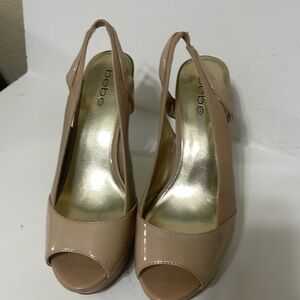 Bebe Nude or Pinkish or Blush nude Peep Toe Heels size 8 EUC